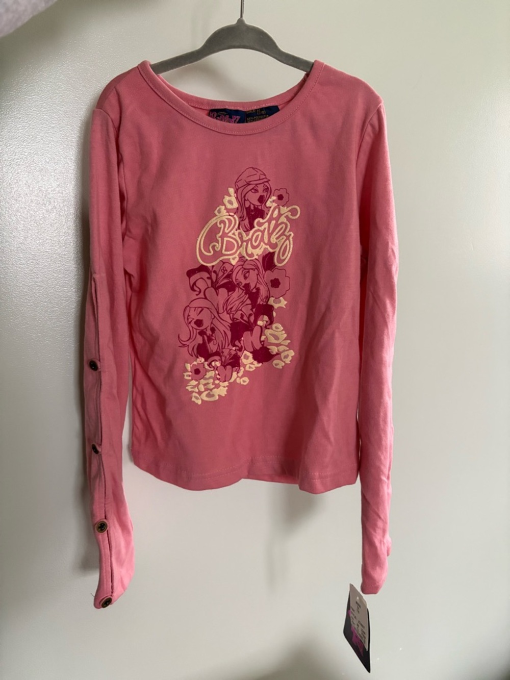 Vintage HTF Y2K 2003 Bratz Pink Long Sleeve Graphic Tee girl’s 7/8 NWT
